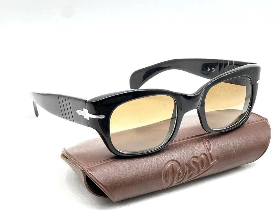 Óculos de sol PERSOL 6200 RATTI Meflecto vintage armação masculina preto acetato e estojo - Imagem 3 de 4
