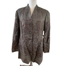 Coldwater Creek Brown Tweed Paisley Print Jacket 16