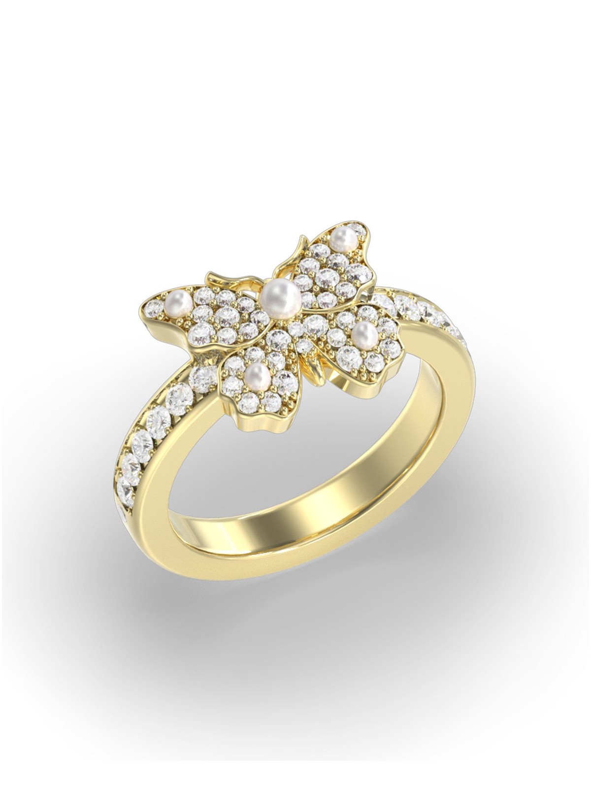Guess JUBR06126JWYG54 Damen Ring Schmetterling Edelstahl wei 54 172 10290₽