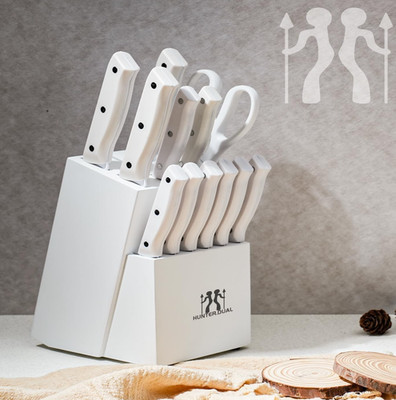 Hunter.Dual 15-Piece Kitchen Knife Set w/Block, Self-Sharpening, Dishwasher Safe