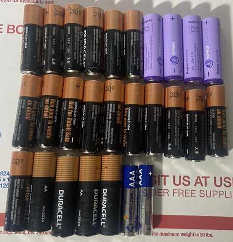Lot of 27 Used & New Zinc-Carbon Alkaline AA Batteries - All Tested Good Range