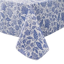 Vinyl Tablecloth with Flannel Backed Waterproof Oil-Proof PVC Table Cloth Wip...