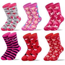 MGparty 6 Pairs Valentine  s Day Socks for Women, Cute Love Heart Crew Socks,