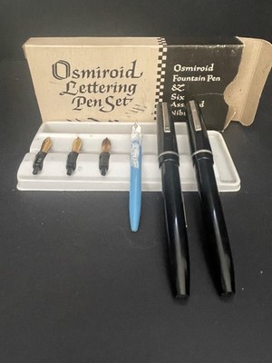 Vintage Osmiroid Fountain Pen & Nib Set w/ Extra Pen England Calligraphy Kit