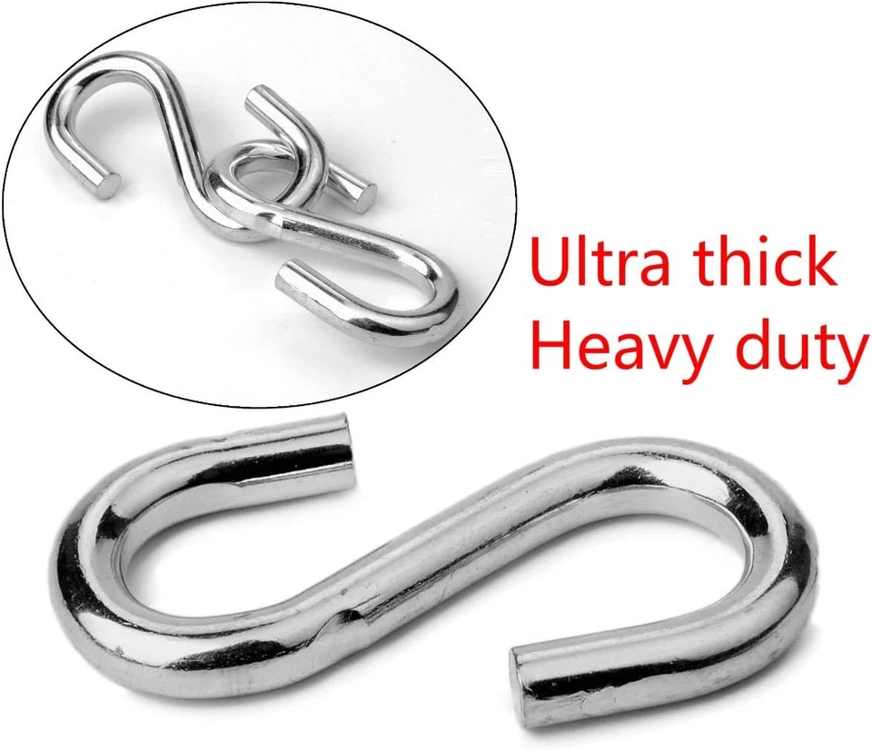 Paquete de 2 ganchos Flammi S de alta resistencia para colgar hamaca soporte columpio plateado  Foto 4 de 4