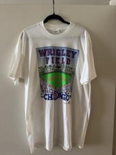 Stedman Super Hi-Cru XL White Graphic Chicago Cubs MLB 1990 Cotton T-Shirt