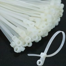 Zip Ties with Screw Hole - Nylon Plastic Cable Wire for 8 inch, White
