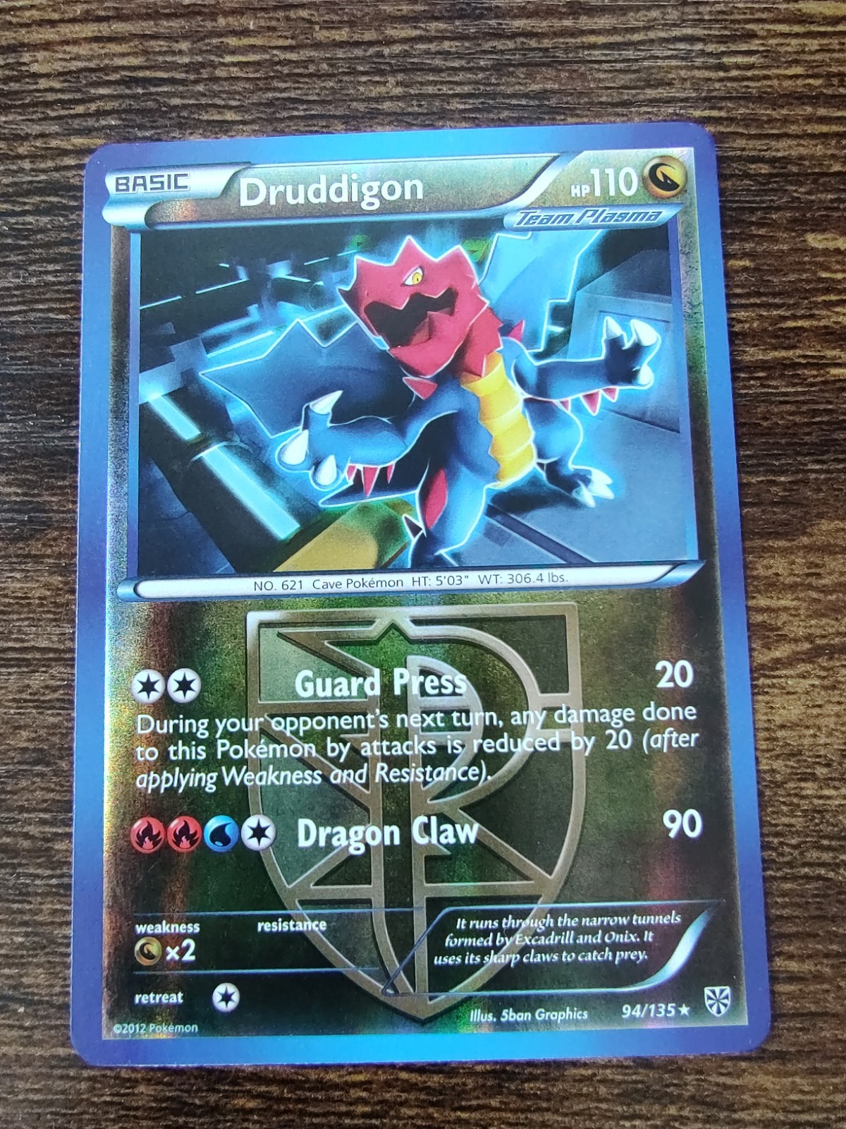 Druddigon 94/135 Plasma Storm Reverse Holo Pokemon Card
