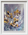 Original Floral Abstract Iris Gold  Acrylic Painting 12 x 16 Modern Fine Art   — photo 1