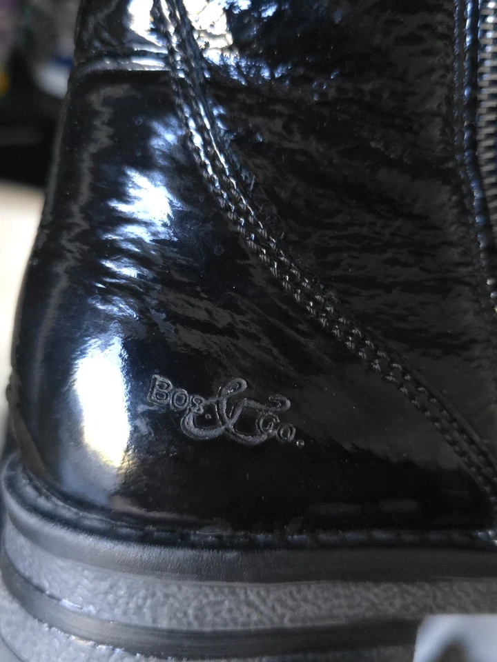 Bos & Co Women’s Black Patent Leather Combat Boots Sz 7 Lace-Up Zip Waterproof - Image 4 of 4