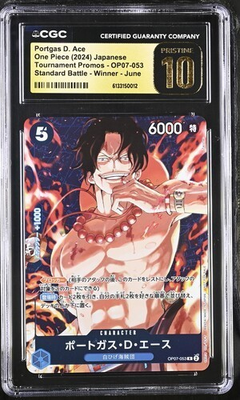 #ad Portgas D Ace CGC PRISTINE 10 OP07 053 Japanese ONE Standard Battle Winner Foil $49.99