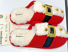 Dearfoams Deluxe Christmas Holiday Slippers Santa Suit /bells- Women 9-10 2W 