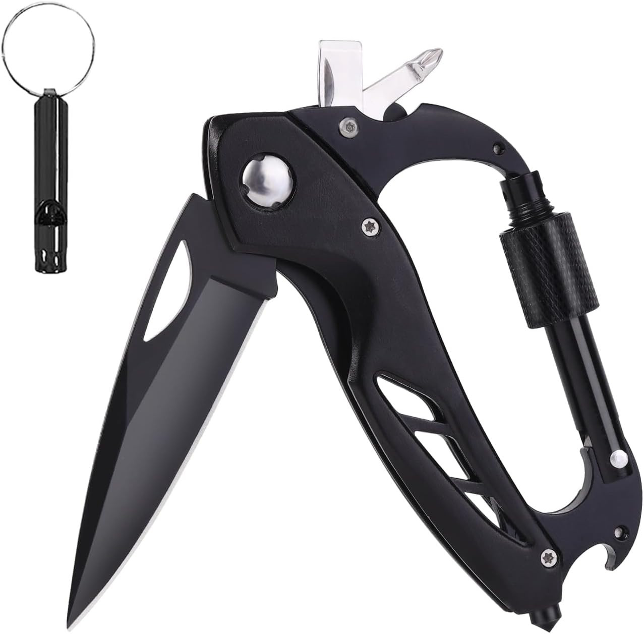 Multitool Carabiner with Pocket Knife, EDC Carabiners Keychain with Folding Kniv