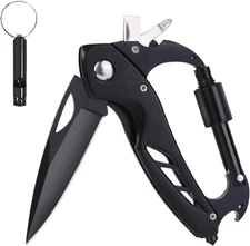 Multitool Carabiner with Pocket Knife, EDC Carabiners Keychain with Folding Kniv