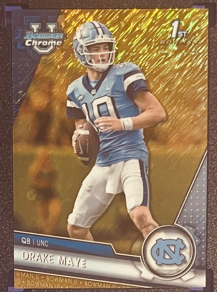 10/50 GOLD SHIMMER Jersey #’d DRAKE MAYE ROOKIE CARD 2023 Bowman U Chrome RC  - Image 2 of 4