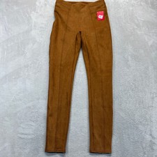 SPANX Pants Women's Small Faux Suede Leggings Rich Caramel Brown Elastic Waist