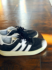 adidas Black/White Low Top Lace Up Athletic Sneakers, Solid, Unisex Adults