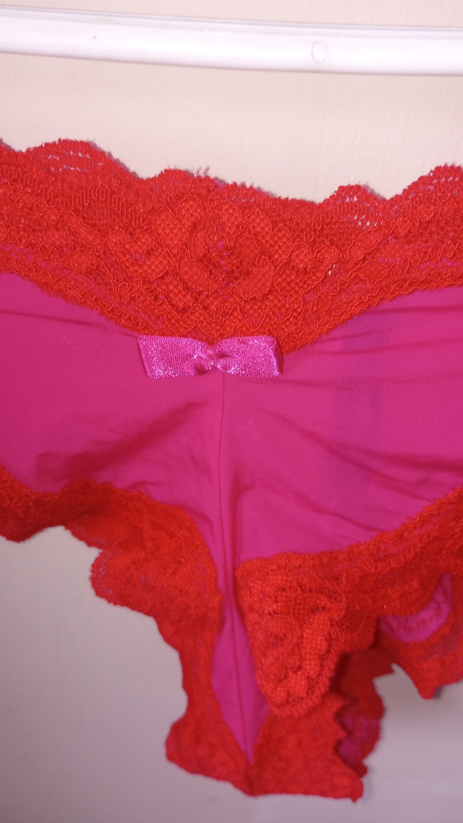 Vintage Victoria's Sect Sexy Little Things Cheeky Panty RARE Hot Pink Lace Med image 5