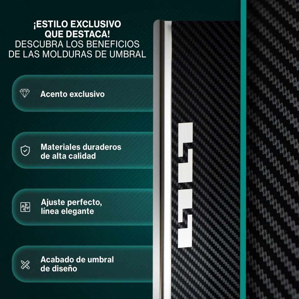 Molduras de umbral VW Polo 2010-2017 Negro Plata Vinilo adhesivo fibra carbono - Imagen 4 de 4