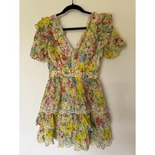 Love Shack Fancy Aldina Rainbow Skies Dress Silk Blend size XS