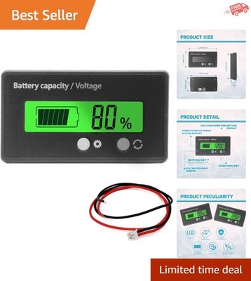 Multi-Voltage Waterproof Battery Gauge: 12V-84V Dual Functionality & LCD Display