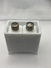 GE General Electric Milk Glass Salt And Pepper Set With Stand Vintage