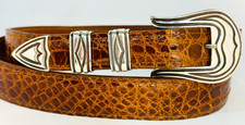 Chacon Santa Fe Sterling Silver .925 Ranger Belt Buckle 42 Genuine Alligator