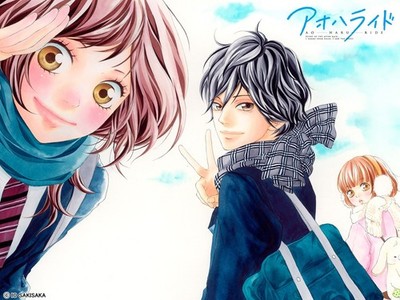 Anime ao haru ride yoshioka futaba mabuchi kou girls Custom Gaming Mat Desk