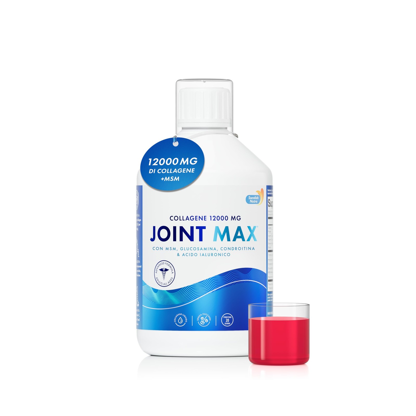 Joint MAX 500ml I Collagene Idrolizzato Puro (Tipo I II e III) I Glucosamina MSM