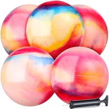 Chumia 18" Bouncy Balls 5 Pack Inflatable Beach Balls with Pump, Outdoor Indo...