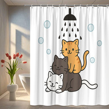 Cute Cat Shower Curtain with Bubbles - Fun Pet Decor