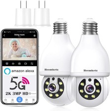 Light Bulb Security Camera WiFi 360 Motion Tracking, Color Night Vision