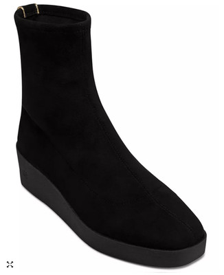 Donna Karan Boots Womens 6.5 Black Suede Valory Wedge Booti Ankle Booties Shoes