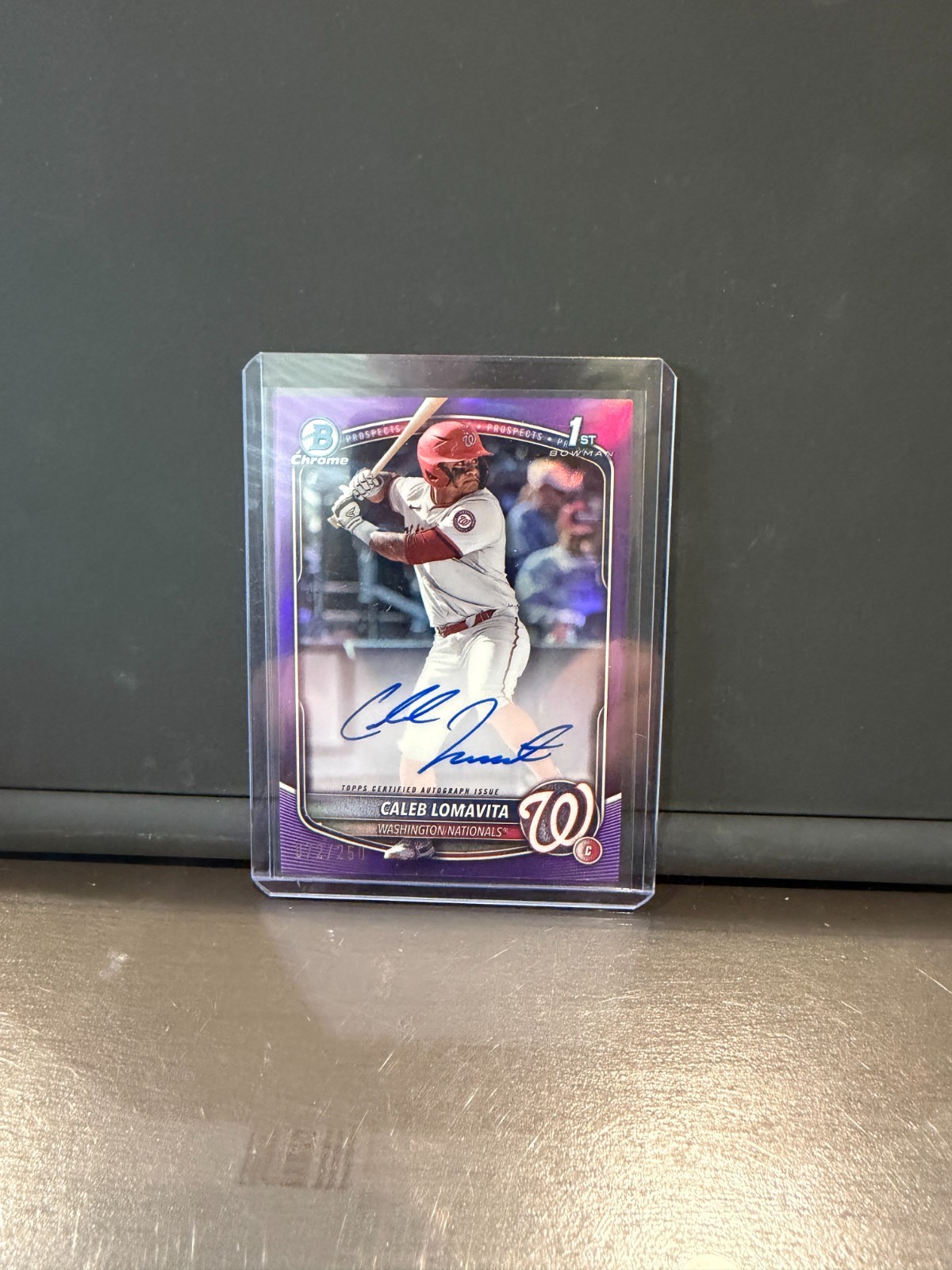 2025 Bowman Caleb Lomavita Purple Chrome Refractor Auto 072/250 CPA-CLO Nats