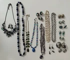 Vintage Costume Jewelry Lot 12 Pairs Pierced Earrings and 7 Necklaces