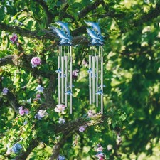 2-PC Gift Set 23" Long Dolphin Swimming on Wave Round Top Wind Chime