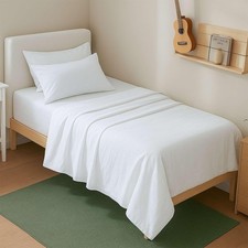 4 Piece Twin XL Sheet Set, Twin Extra Long Size White Solid 100 Egyptian Cot...