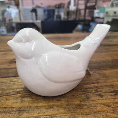 White Cermic Bird Soap Sponge Dish / Planter Spring Decor Cottage