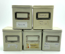 5 alte Horo Apotheker Blechdose Teedose 11 cm hoch