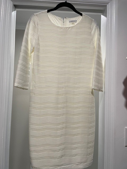 Calvin Klein Long Sleeve White Dress, Excellent Condition | eBay