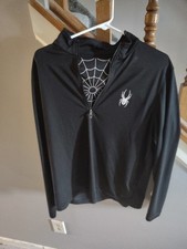 Spyder 1/4 Zip Pullover Boys Size Large Black w/ Web Design EUC