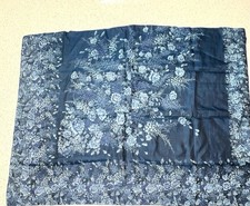 Blue Floral 100 Silk Square Scarf 30x39 Double Side Print Made in India New