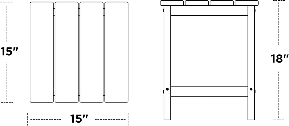 POLYWOOD Long Island 18" Side Table, Black  - Image 3 of 4