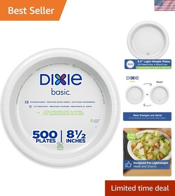 Dixie Basic 8.5 Inch Light-Weight Paper Plates by GP PRO, White, 500 Count 12...