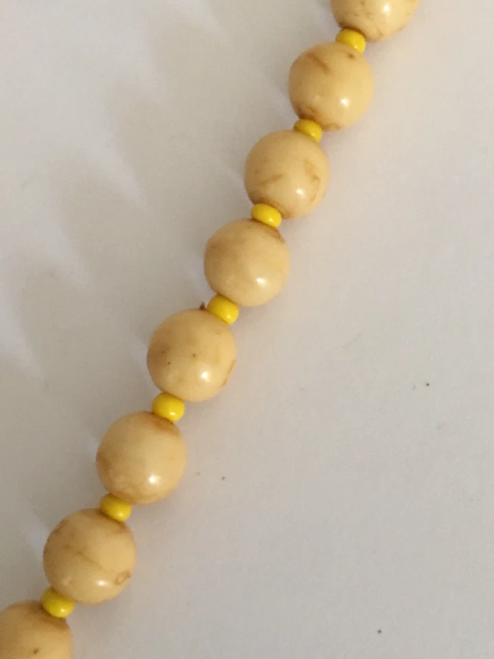 Collar de cuentas de jaspe amarillo vara de oro de piel de leopardo 16" Foto 3 de 3