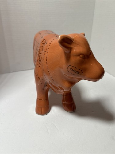 Farmhouse Beef Cow Diagram Ceramic Figurine ~ Butcher Cut Chart - Picture 5 of 8