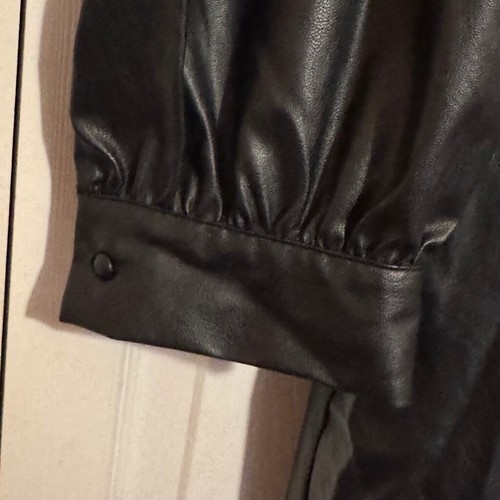 Who What Wear Women's Long Sleeve Black Faux Leather A-Line Dress - Size XL - Afbeelding 4 van 9