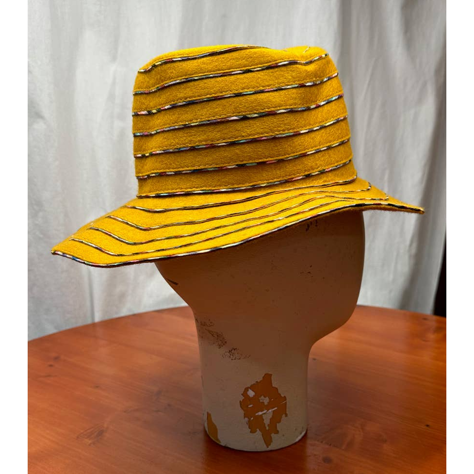 Vintage Wide Brim Yellow Felt and Ribbon Hat | eBay display picture 2