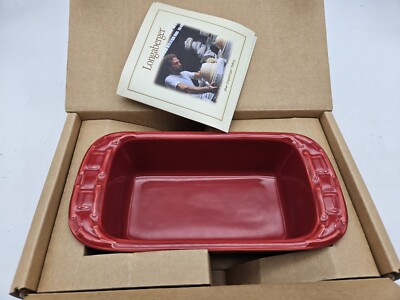 NIB Longaberger Pottery Woven Traditions Small Loaf Dish Tomato