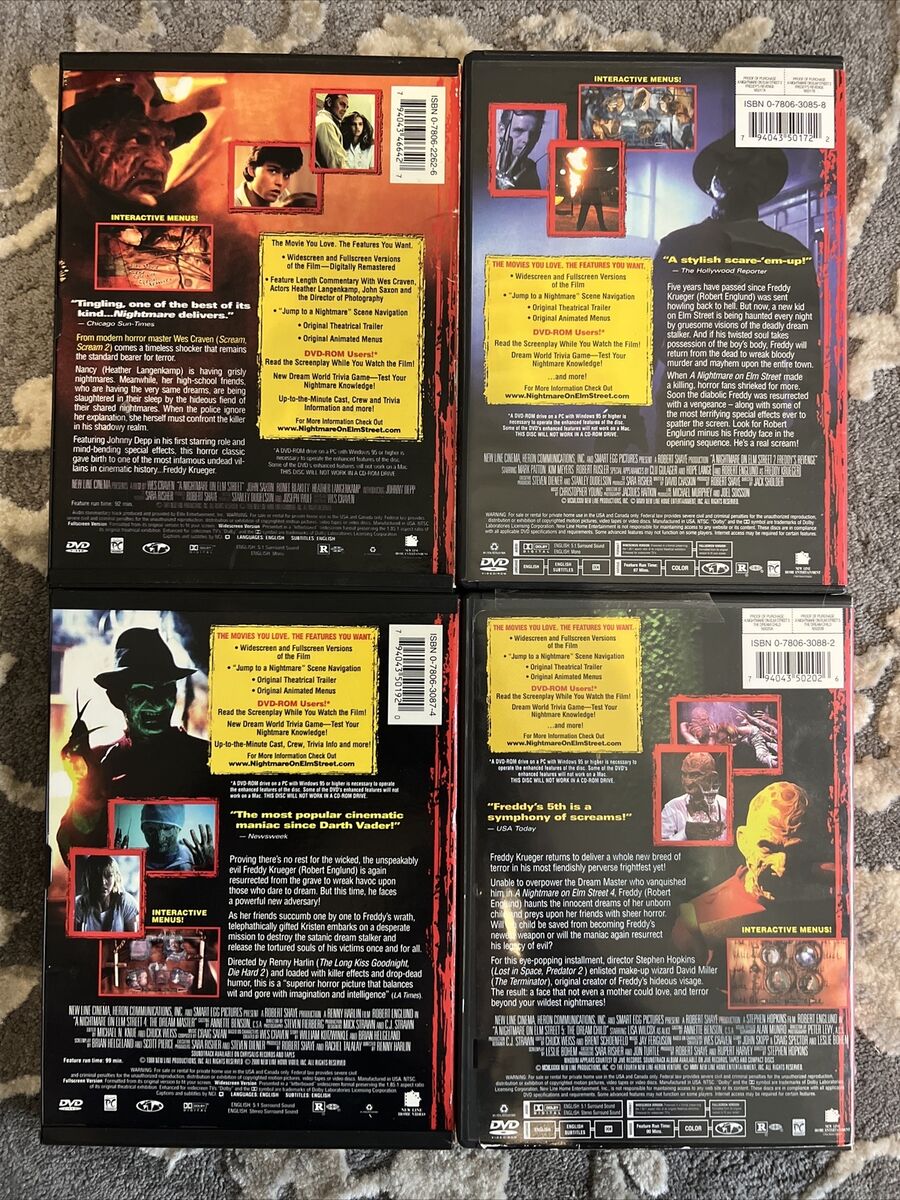 A Nightmare on Elm Street 1, 2, 4 & 5 DVD Horror 4 Movie Lot A Nightmare on Elm Street 1, 2, 4 & 5 DVD Horror 4 Movie Lot